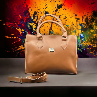 Leather hand bag brown