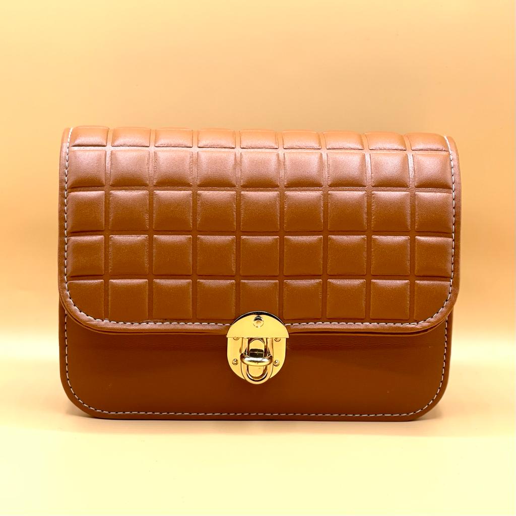 Brown Quilted Shoulder Bag